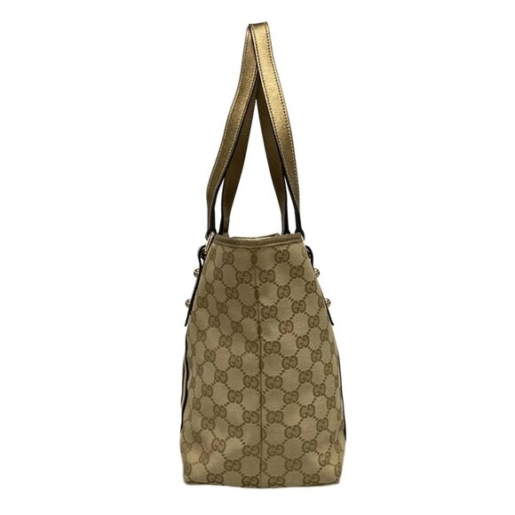 GUCCI GG Beige Gold Jacquard Leather Tote Bag 435-082725 - Picture 3 of 14